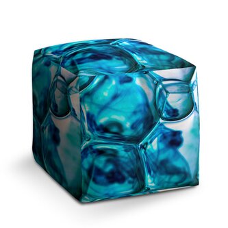 Taburet Cube Modré bubliny: 40x40x40 cm Taburet Cube Modré bubliny: 40x40x40 cm