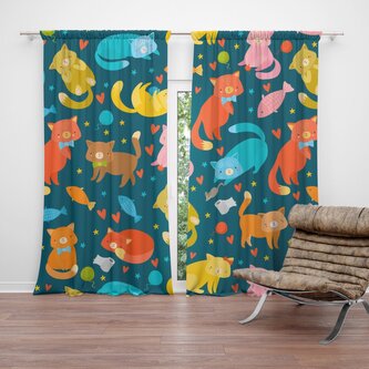 Závěs Kočky s rybkami: 2ks 140x250cm Závěs Kočky s rybkami: 2ks 140x250cm