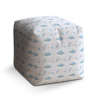 Taburet Cube Létající talíře a rakety: 40x40x40 cm Taburet Cube Létající talíře a rakety: 40x40x40 cm