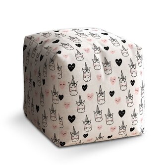 Taburet Cube Hlava jednorožce: 40x40x40 cm