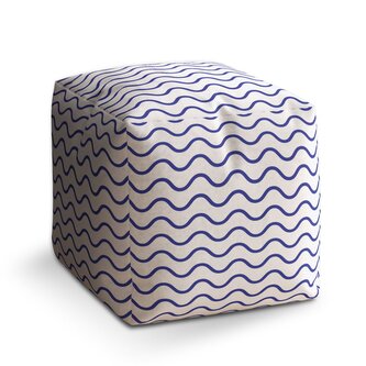 Taburet Cube Modré vlnky: 40x40x40 cm Taburet Cube Modré vlnky: 40x40x40 cm