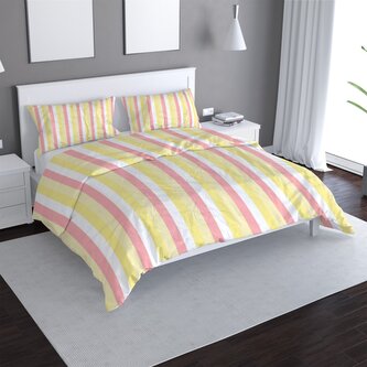 Povlečení Žlutorůžové pruhy: 140x200 / 90x70 Povlečení Žlutorůžové pruhy: 140x200 / 90x70