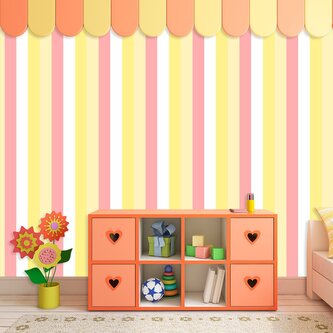 Tapeta Žlutorůžové pruhy: 336x220 cm
