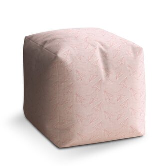 Taburet Cube Růžové papírové vlaštovky: 40x40x40 cm Taburet Cube Růžové papírové vlaštovky: 40x40x40 cm