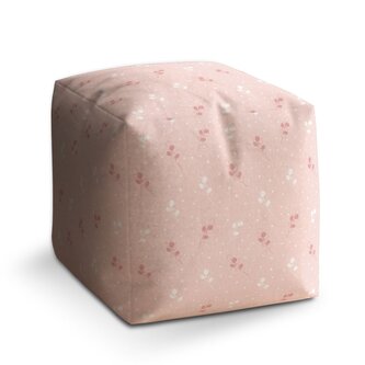 Taburet Cube Bílé a růžové květy: 40x40x40 cm Taburet Cube Bílé a růžové květy: 40x40x40 cm