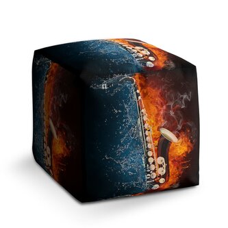 Taburet Cube Ohnivý saxofon: 40x40x40 cm Taburet Cube Ohnivý saxofon: 40x40x40 cm