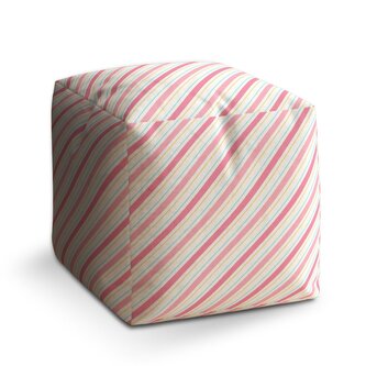 Taburet Cube Čtyřbarevné pruhy: 40x40x40 cm Taburet Cube Čtyřbarevné pruhy: 40x40x40 cm