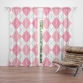 Závěs Růžové a bílé kosočtverečky: 2ks 140x250cm