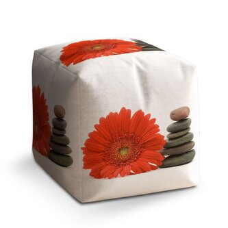 Taburet Cube Gerbera s kameny: 40x40x40 cm