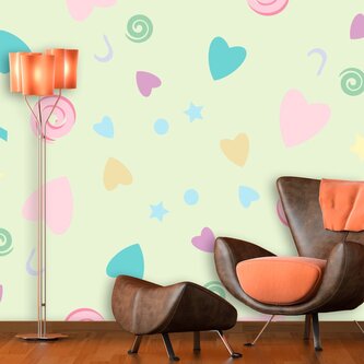 Tapeta Srdíčka a spirály XL: 125x75 cm Tapeta Srdíčka a spirály XL: 125x75 cm