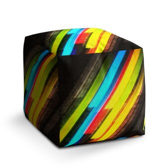 Taburet Cube Pruhová abstrakce: 40x40x40 cm