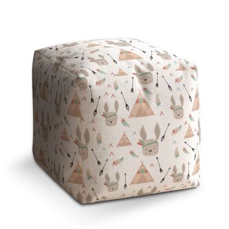 Taburet Cube Zajíci u stanu: 40x40x40 cm Taburet Cube Zajíci u stanu: 40x40x40 cm