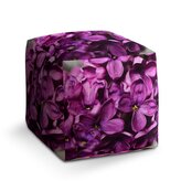 Taburet Cube Fialové květy: 40x40x40 cm