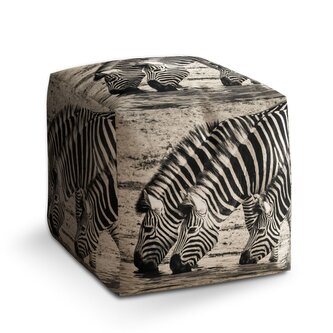 Taburet Cube Zebry u vody: 40x40x40 cm Taburet Cube Zebry u vody: 40x40x40 cm