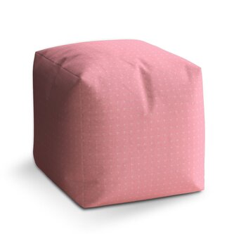 Taburet Cube Bílé čárky na růžové: 40x40x40 cm Taburet Cube Bílé čárky na růžové: 40x40x40 cm