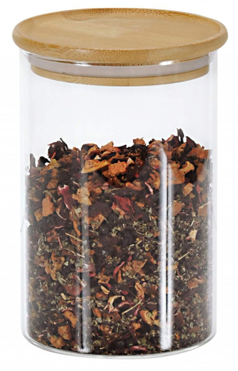 KESPER Skleněná dóza na potraviny s bambusovým víkem, průměr 10 cm, výška 15 cm