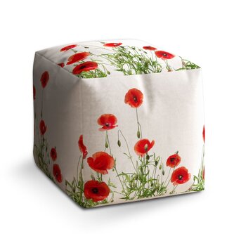 Taburet Cube Vlčí máky: 40x40x40 cm