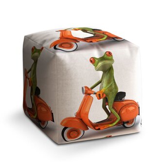 Taburet Cube Žába na motorce: 40x40x40 cm