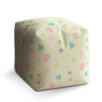 Taburet Cube Srdíčka a spirály XL: 40x40x40 cm