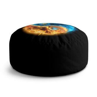 Taburet Circle Ohnivé jin a jang: 38x48 cm