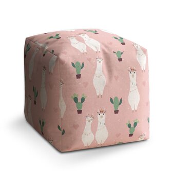 Taburet Cube Lama a kaktusy: 40x40x40 cm Taburet Cube Lama a kaktusy: 40x40x40 cm