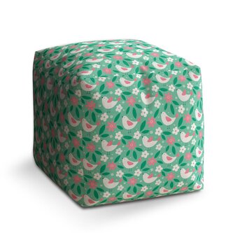Taburet Cube Květiny a ptáčci: 40x40x40 cm Taburet Cube Květiny a ptáčci: 40x40x40 cm