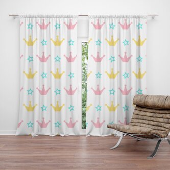 Závěs Růžové korunky na bílé: 2ks 140x250cm Závěs Růžové korunky na bílé: 2ks 140x250cm