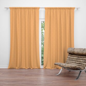 Závěs Bílé čárky na oranžové: 2ks 140x250cm Závěs Bílé čárky na oranžové: 2ks 140x250cm