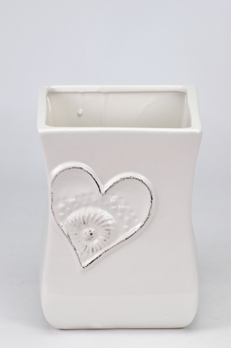 Keramický květináč se srdíčkem II. jakost 18x13,5x13,5 cm