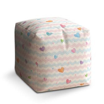 Taburet Cube Barevná srdíčka: 40x40x40 cm Taburet Cube Barevná srdíčka: 40x40x40 cm