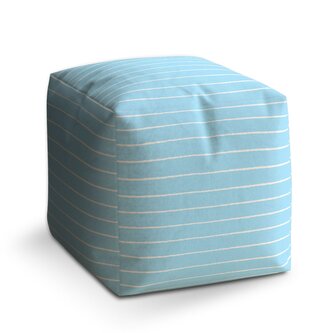 Taburet Cube Bílé linky na modré: 40x40x40 cm Taburet Cube Bílé linky na modré: 40x40x40 cm