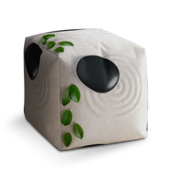 Taburet Cube Listy a kámen: 40x40x40 cm Taburet Cube Listy a kámen: 40x40x40 cm