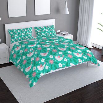 Povlečení Květiny a ptáčci: 140x200 / 90x70 Povlečení Květiny a ptáčci: 140x200 / 90x70