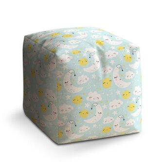 Taburet Cube Měsíce, slunce a mráčky: 40x40x40 cm
