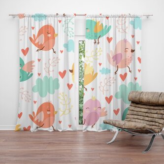 Závěs Oblak s ptáčky: 2ks 140x250cm Závěs Oblak s ptáčky: 2ks 140x250cm