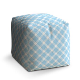 Taburet Cube Modrobílé čtverce: 40x40x40 cm Taburet Cube Modrobílé čtverce: 40x40x40 cm