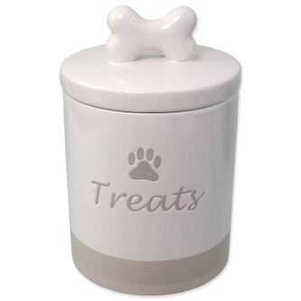 Dóza Dog Fantasy keramická na pamlsky bílá s úchytkou 13,5x21,5cm, 1500ml