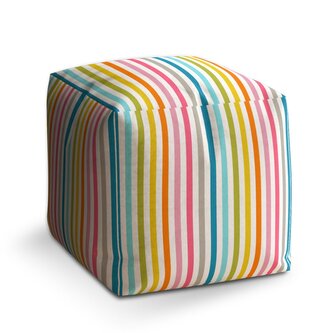 Taburet Cube Barevné proužky: 40x40x40 cm Taburet Cube Barevné proužky: 40x40x40 cm