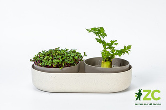 Klíčící miska MICROGREENS + Regrow - slonová kost s kávovou sedlinou