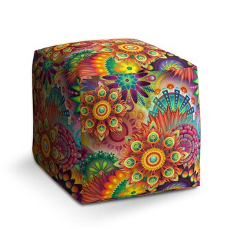 Taburet Cube Barevné obrazce: 40x40x40 cm