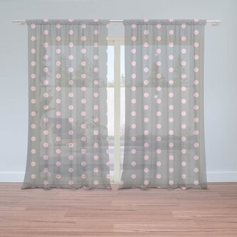 Záclony Růžové puntíky na šedé: 2ks 150x250cm