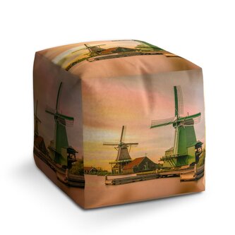 Taburet Cube Větrné mlýny: 40x40x40 cm