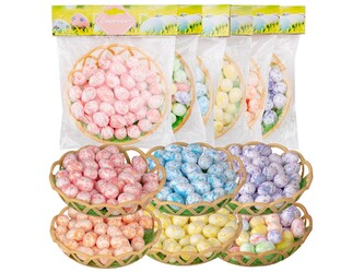 Kraslice plastové 50ks 18x23mm s glitrem v sáčku, mix barev