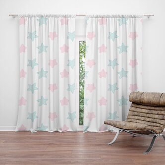 Závěs Růžové a modré hvězdy: 2ks 140x250cm Závěs Růžové a modré hvězdy: 2ks 140x250cm
