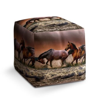 Taburet Cube Koně ve vodě: 40x40x40 cm