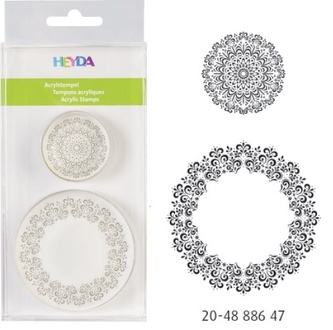 Razítko akryl kulaté - ornament, 2 motivy, velikost 4cm a 7cm