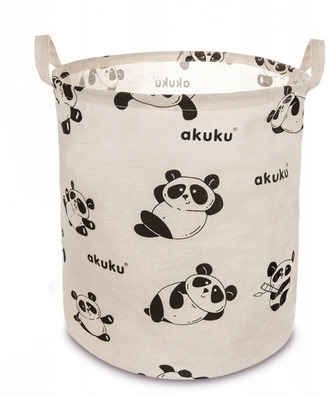Koš na hračky,  bavlna, Panda - béžový, 43L