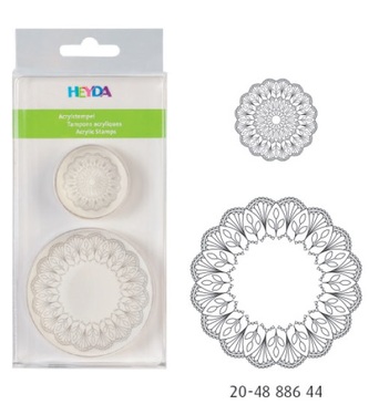 Razítko akryl kulaté - ornament, 2 motivy, velikost 4cm a 7 cm