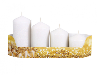 Svíčky adventní STUPŇOVITÉ glitrované d5x6/7,5/9/10,5cm 4ks