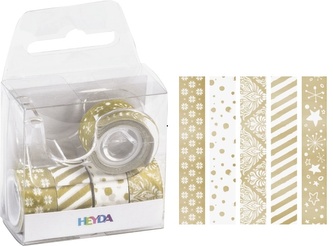 Páska papírová mini lepicí 5ks - zlatá: 1,2cm x 3m